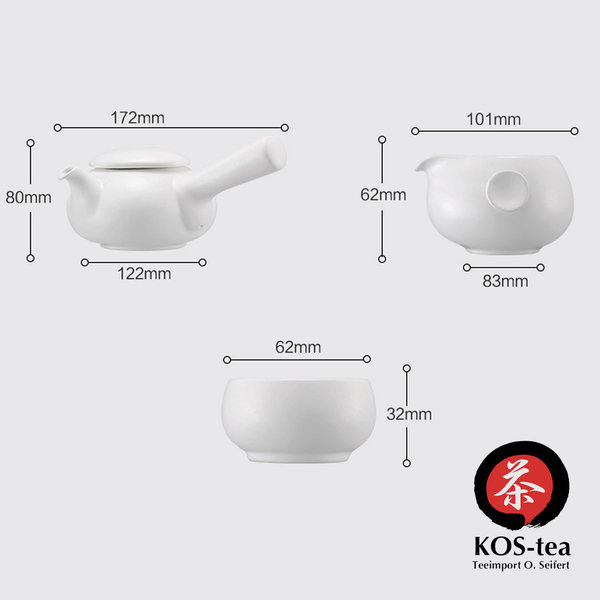 Zens tea set - Kyusu series - white - jug, 4 cups